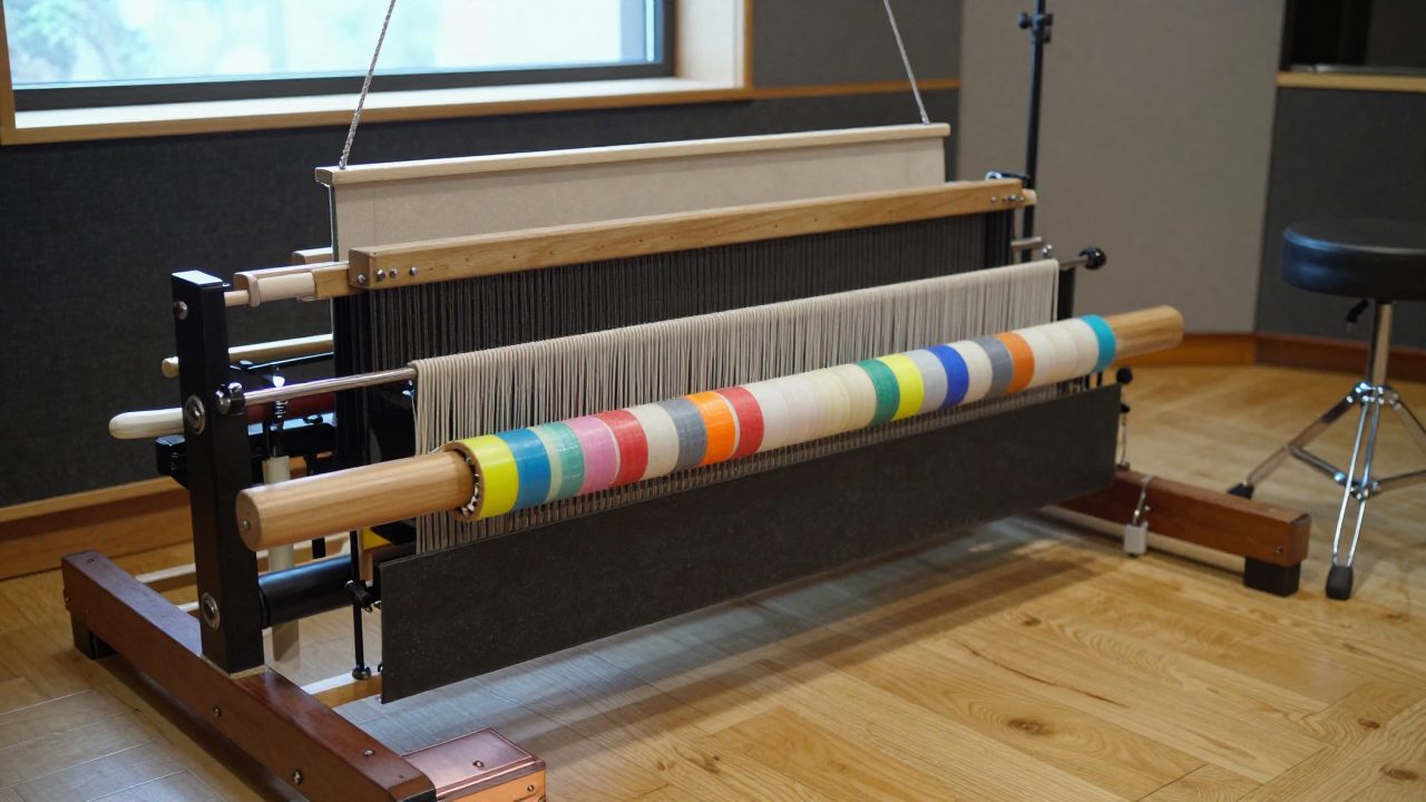 Netjes gebundelde audiokabels langs de plint met kleurcodering en vloerbox in de opnameruimte.